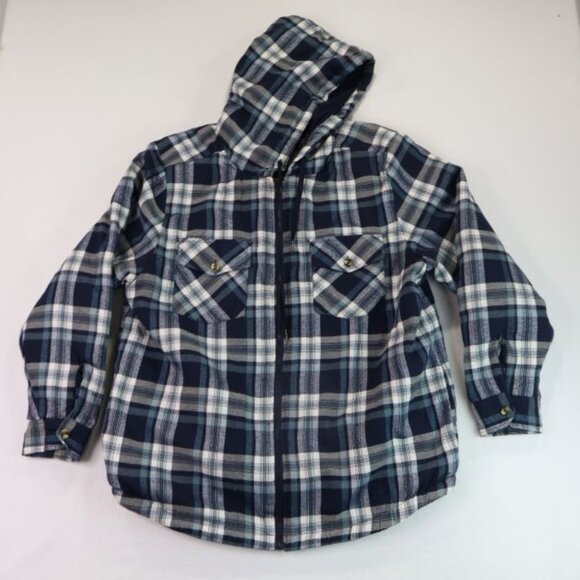 Plaid Mens Lined Utility Jacket XXL U.S. Life Hooded Pockets Long Sleeve Coat - Picture 1 of 9